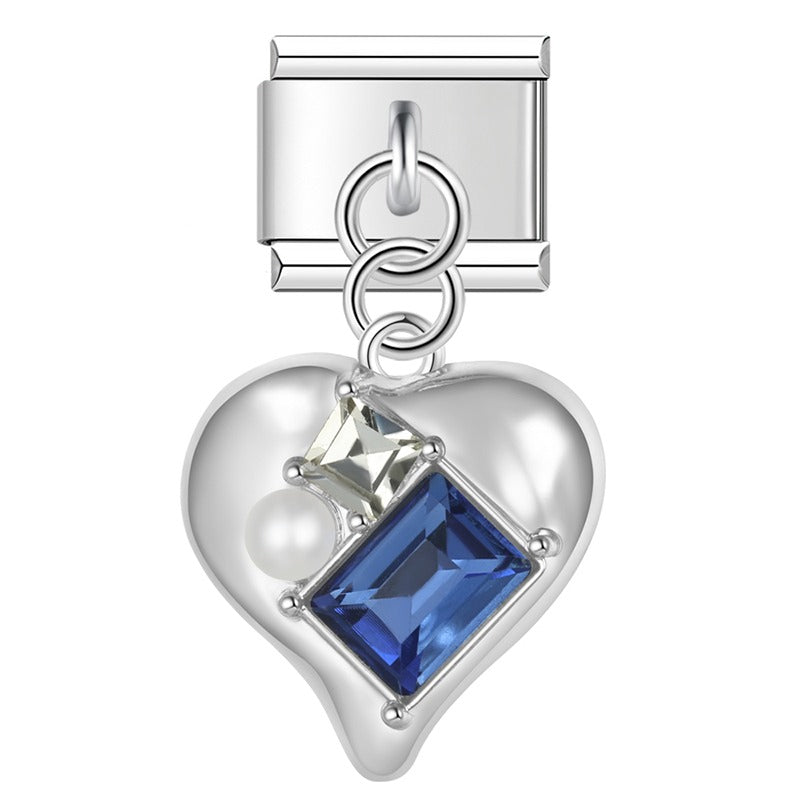 blue themed Sun Planet Heart charms silver&gold
