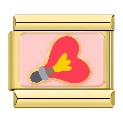 Playful Valentine's Love Gold Italian Charms — I Love You, Heart Key, Love Balloons & More