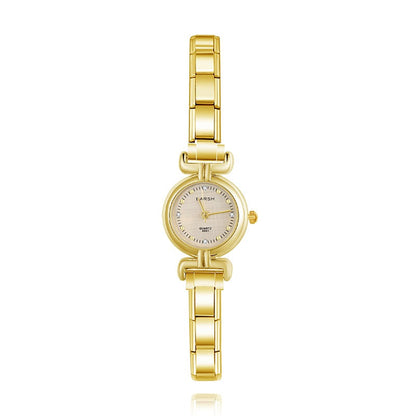Elegant Petite Round Watch with Double Border — Delicate Italian Charm Watch Bracelet
