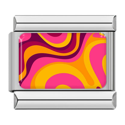 Retro Psychedelic Swirl Pattern Italian Charms