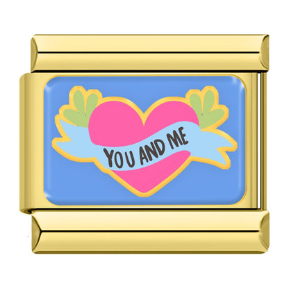 Sweet Valentine's Romance Golden Italian Charms — Love Scene Bracelet Links