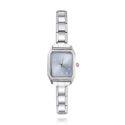 Classic Rectangular Arabic Numeral Customisable Watch — Bold Legible Italian Charm Watch Bracelet