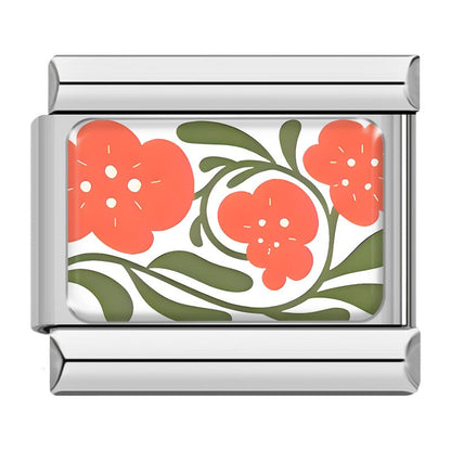 Retro 70s Floral & Botanical Pattern Italian Charms — Liberty-Style Printed Bracelet Links