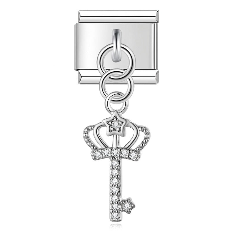 Diamond silver themed dangle charms