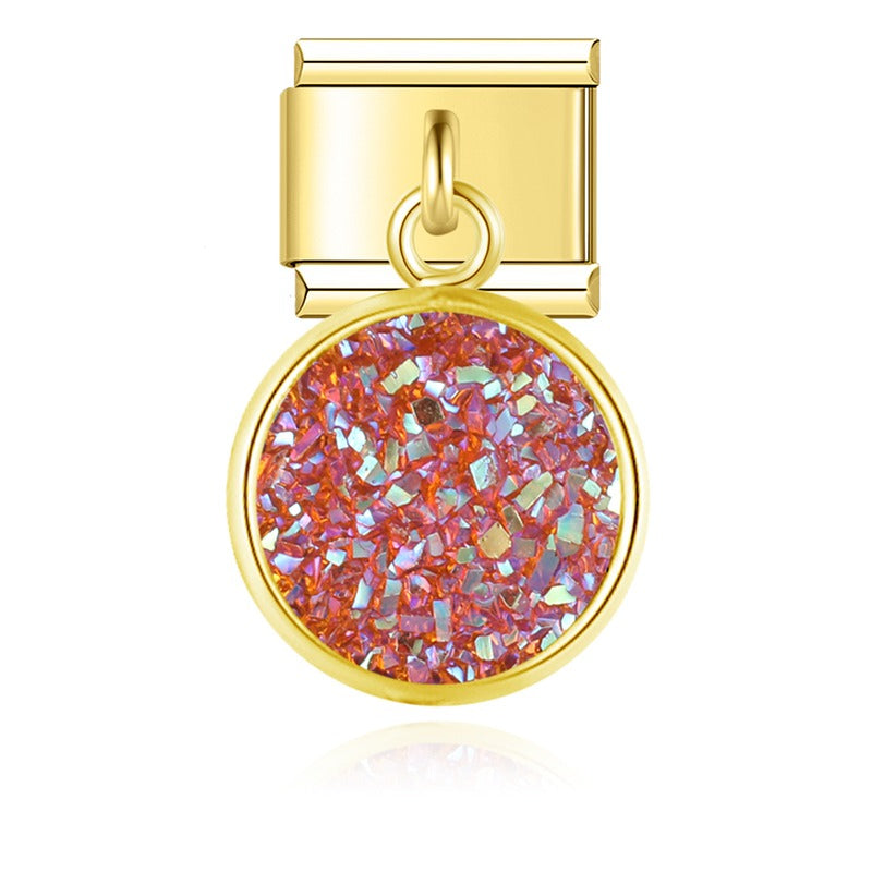 Round Shiny Sparkling golden dangle charms