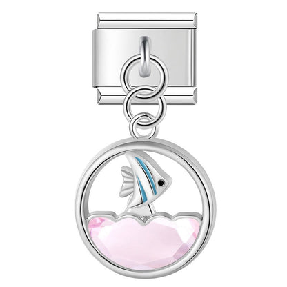 The Crystal Wave & Sea Life Dangle Charm in Silver & Gold