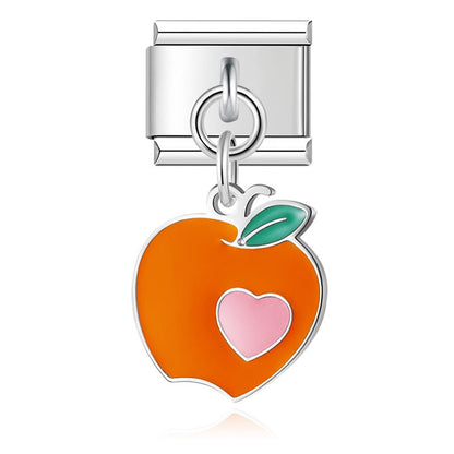 Ladybug, Shell & Floral Heart Dangle Charm in Gold