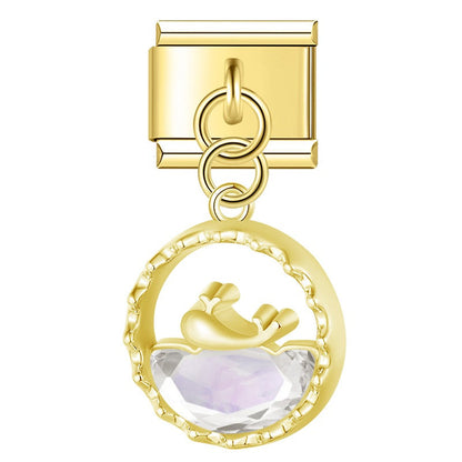 The Crystal Wave & Sea Life Dangle Charm in Silver & Gold