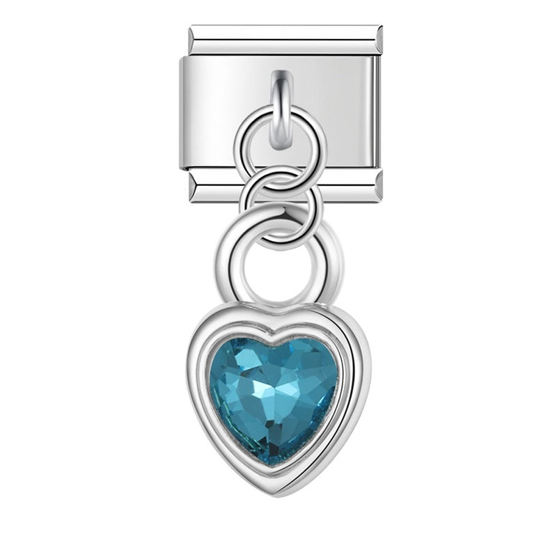 blue themed Sun Planet Heart charms silver&gold
