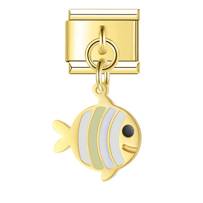 The Tropical Fish & Mermaid Tail Dangle Charm in Gold
