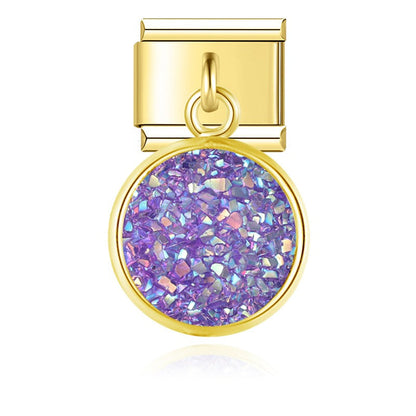 The Round Shiny Sparkling Druzy Dangle Charm in Gold