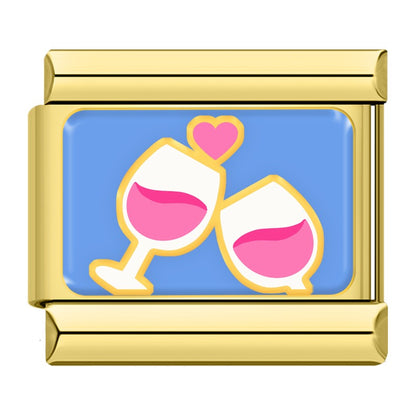 Sweet Valentine's Romance Golden Italian Charms — Love Scene Bracelet Links