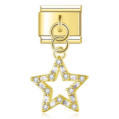 Elegant Diamond Starfish Star Flower charms in gold