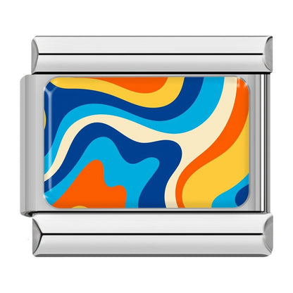 Retro Psychedelic Swirl Pattern Italian Charms