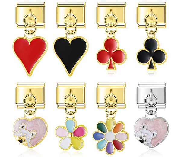 The Classic Motif & Colourful Enamel Dangle Charm in Gold