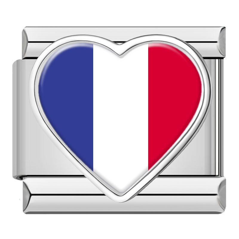 Heart National Flag In Silver