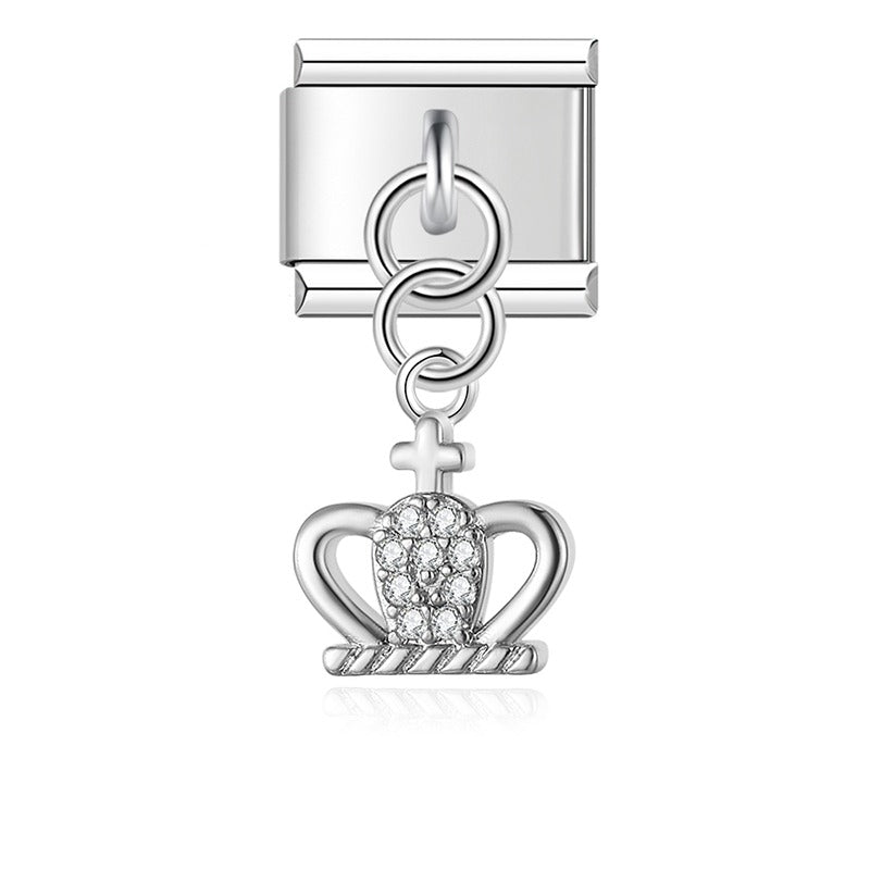 Diamond silver themed dangle charms