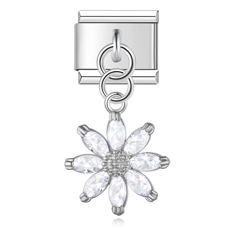 Diamond silver themed dangle charms