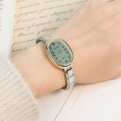 Vintage Oval Two-Tone Watch — Gold & Silver Mix Italian Charm Watch Bracelet