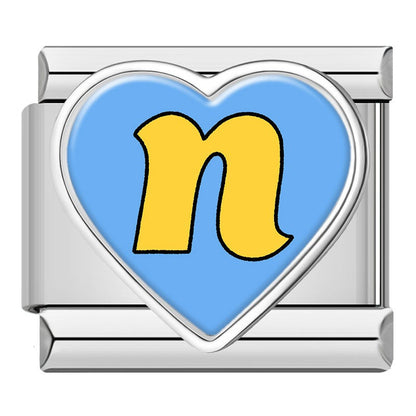 Colourful Heart Letter Initial Italian Charms a–z — Lowercase Alphabet Heart Bracelet Links