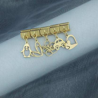 Elegant Flower, Heart, Car, Dog & Penguin Charms