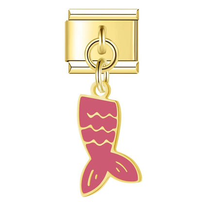 The Tropical Fish & Mermaid Tail Dangle Charm in Gold