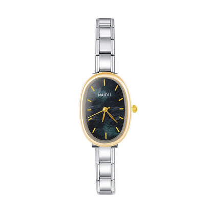 Elegant Oval Watch with Minimalist Dial — Clean Italian Charm Watch Bracelet