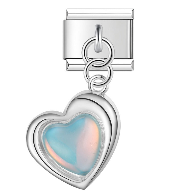 blue themed Sun Planet Heart charms silver&gold