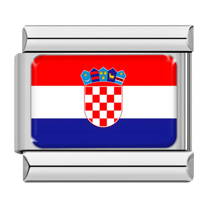World Country Flag Italian Charms — Angola, Azerbaijan, Croatia, Ghana, Panama, Serbia & More