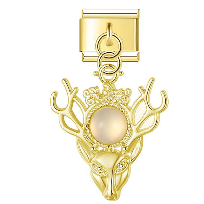 Regal Golden Stag & Pearl Dangle Charm