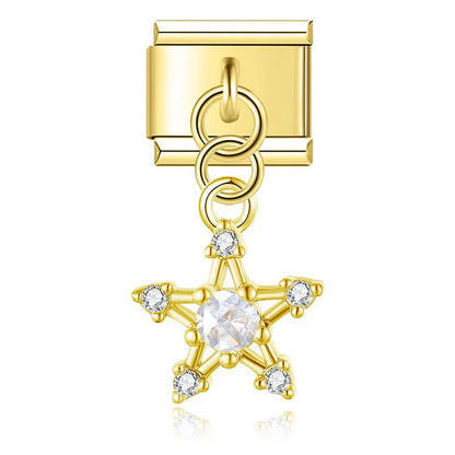 Elegant Diamond Starfish Star Flower charms in gold