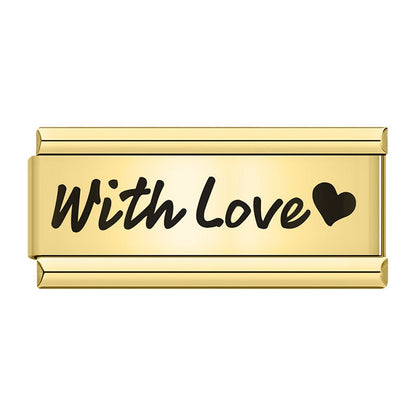 Golden Double Word Italian Charms — Love, Dream, Family, Daughter & Princess Bracelet Links