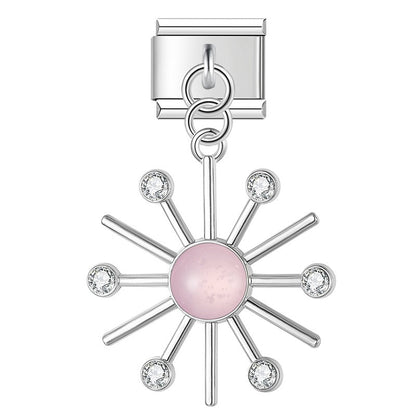 The Crystal North Star & Pastel Sunburst Dangle Charm in Silver