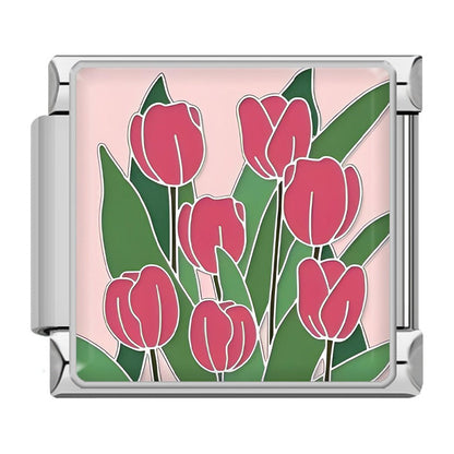Elegant Silver Flower Italian Charms — Daisy, Rose, Hibiscus & Floral Enamel Bracelet Links