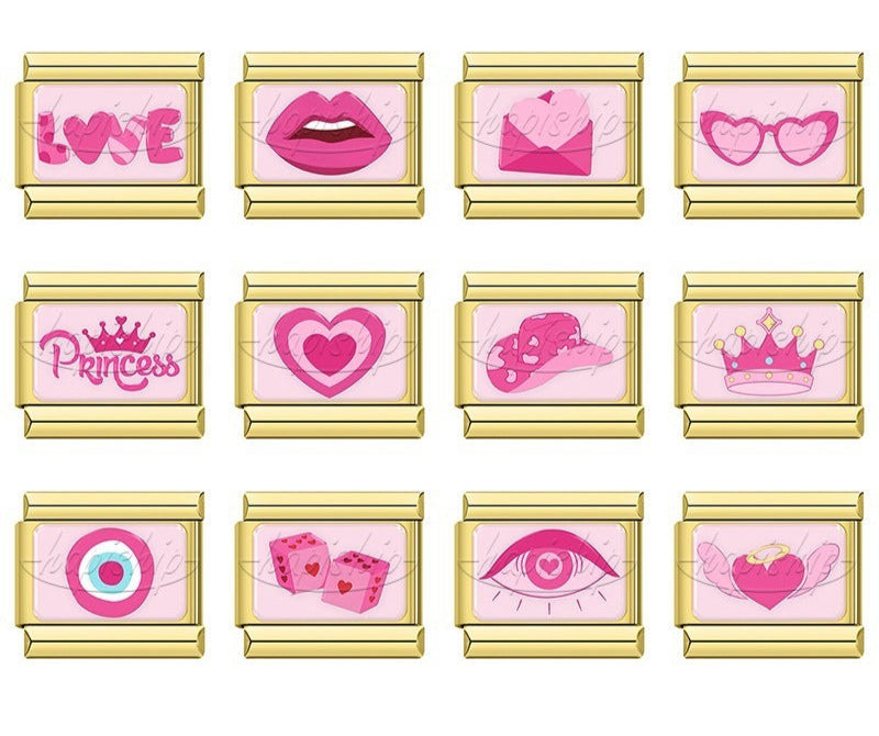 Golden Pink Love Heart Eye Angels GTZ064