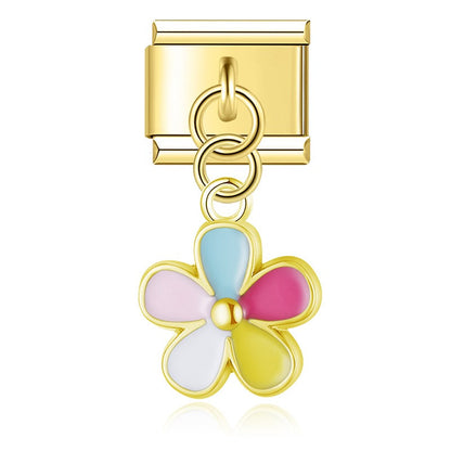 The Classic Motif & Colourful Enamel Dangle Charm in Gold