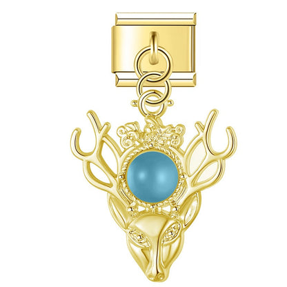 Regal Golden Stag & Pearl Dangle Charm