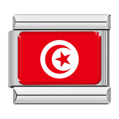 World Country Flag Italian Charms — Set TZ034 | More Nations Enamel Bracelet Links