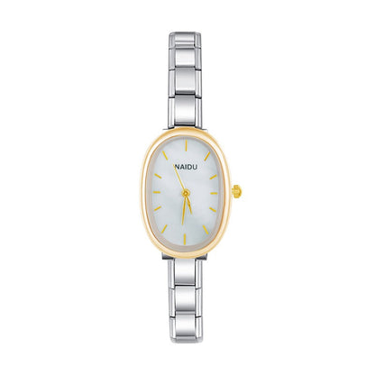Elegant Oval Watch with Minimalist Dial — Clean Italian Charm Watch Bracelet