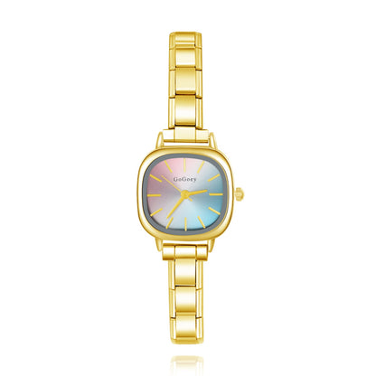 Colourful Square Cushion Case Customisable Italian Charm Watch — Pastel Cushion Watch Bracelet