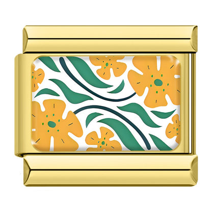 Retro 70s Floral & Botanical Pattern Italian Charms — Liberty-Style Printed Bracelet Links