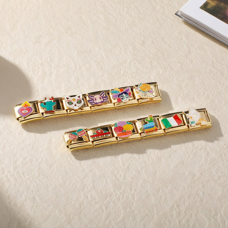 Golden Hrart Cat Flower Skull  DJ1826-A