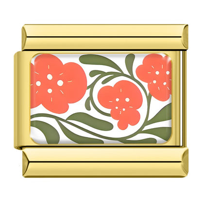Retro 70s Floral & Botanical Pattern Italian Charms — Liberty-Style Printed Bracelet Links