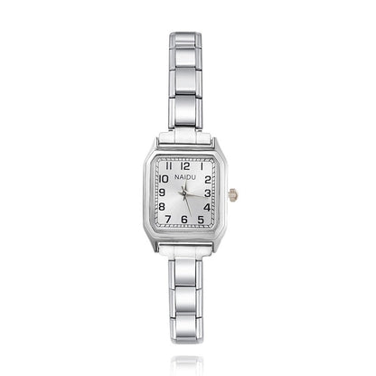 Classic Rectangular Arabic Numeral Customisable Watch — Bold Legible Italian Charm Watch Bracelet