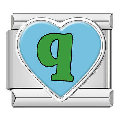 Colourful Heart Letter Initial Italian Charms a–z — Lowercase Alphabet Heart Bracelet Links