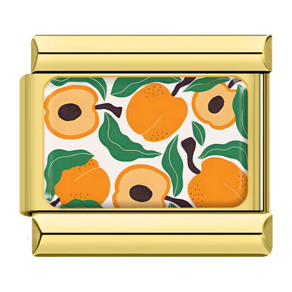 Vibrant Fruit Pattern Italian Charms — Bold Full-Surface Fruit Print Bracelet Links