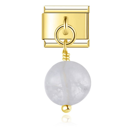 Oblate Coloured Bead Charms in Gold