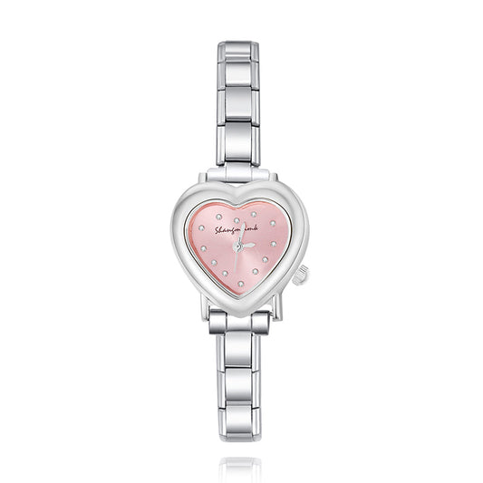 Beautiful Silver Heart Watch with Crystal Marker