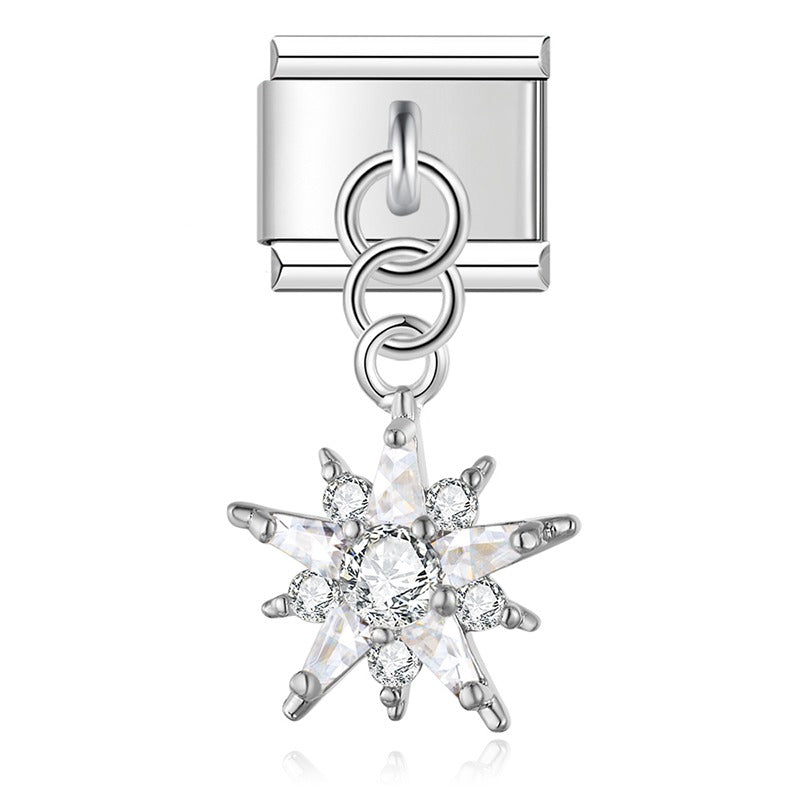 Diamond silver themed dangle charms