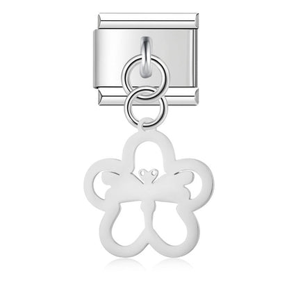 The Delicate Cut-Out Heart & Floral Silhouette Dangle Charm
